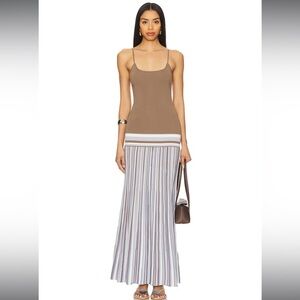Faithfull the Brand Brown and White Striped Dress